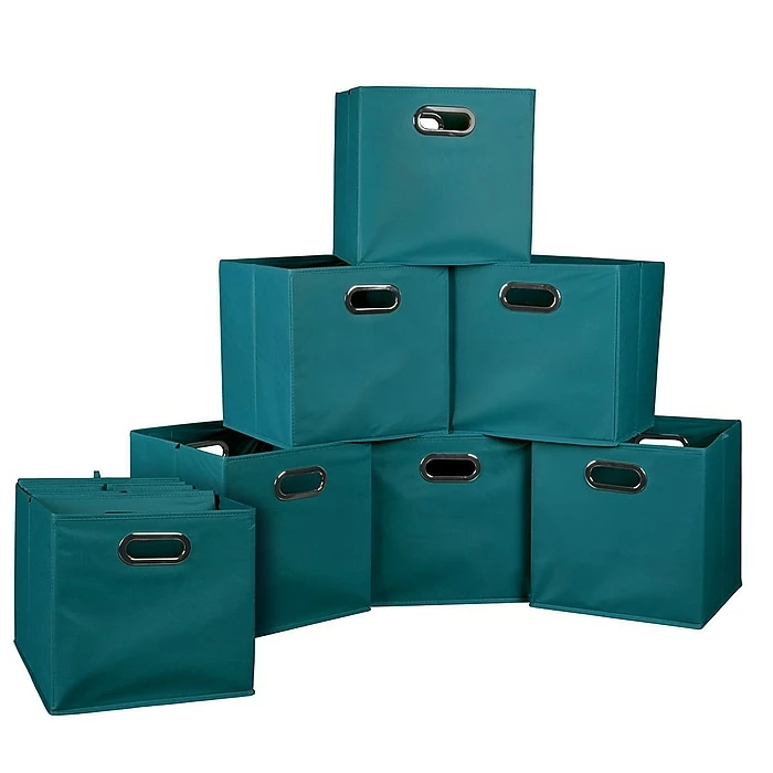 Niche Cubo 12" X 12" Foldable Fabric Storage Bins, Teal, 12 Pack (HTOTE12PKTL) 3 Niche Cubo 12" X 12" Foldable Fabric Storage Bins, Teal, 12 Pack (HTOTE12PKTL)