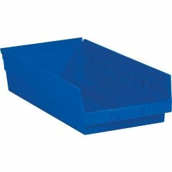 Partners Brand 17 7/8" X 11 1/8" X 4" Plastic Shelf Bin Quill Brand, Blue, 8/Case