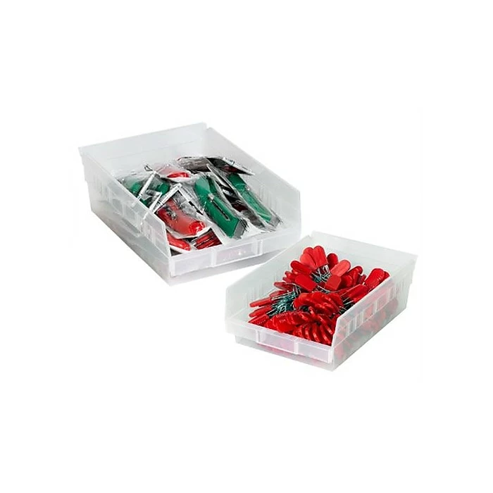 Partners Brand 17 7/8" X 6 5/8" X 4" Plastic Shelf Bin Quill Brand, Clear, 20/Case 4 Partners Brand 17 7/8" X 6 5/8" X 4" Plastic Shelf Bin Quill Brand, Clear, 20/Case - Image 2