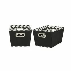 Household Essentials Decorative Storage Bins, Black Chevron, 2/Pk (71-1)